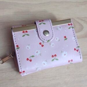 Y2k Cherry Sweet Pink Retro Pattern Fold Wallet Kawaii Decora Barbiecore
